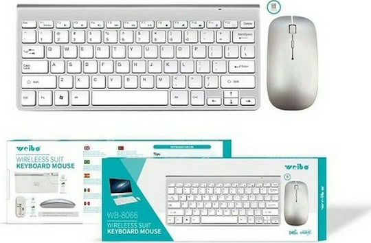Weibo WB-8066 Ασύρματο Σετ Πληκτρολόγιο & Ποντίκι Αγγλικό US Λευκό