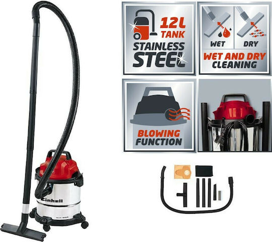 Einhell 1812 Staubsauger Flüssigkeiten / Feststoffe 1250W mit Kunststoff Behälter 12Es