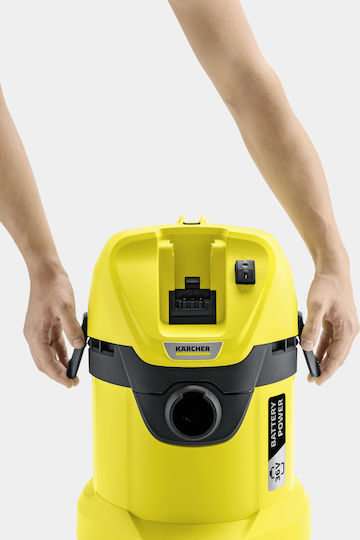 Karcher Vacuum WD 3 Battery Set Rechargeable Vacuum Wet / Dry with Plastic Bin 17lt