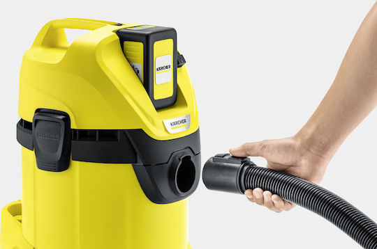 Karcher Vacuum WD 3 Battery Set Rechargeable Vacuum Wet / Dry with Plastic Bin 17lt
