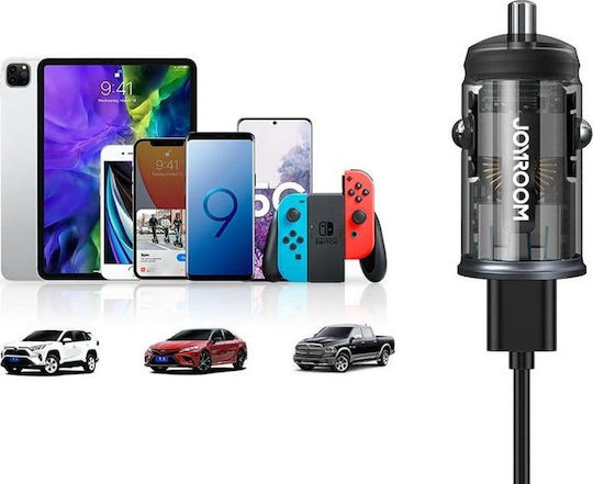 Joyroom C-A43 Автомобилен Зарядно Устройство 20W 3A Бързо Зареждане с Портове 1xUSB-A 1xType-C Сив Цвят