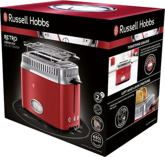 Russell Hobbs Retro Toaster 2 Slots 1200W Red