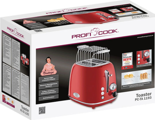 Profi Cook PC-TA 1193 501193 Тостер Двуместна 815W Червена