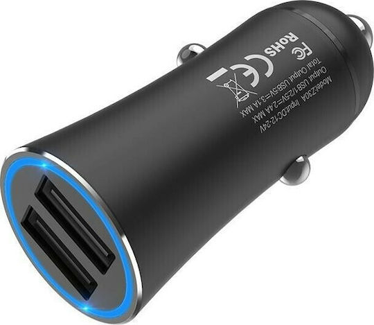 Hoco Z30 Handy-Autoladegerät 3.1A Schnellladen mit 2xUSB-A Schwarz Farbe