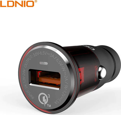 Ldnio C304Q Car Charger 18W 3A Fast Charging With One Port 1xUSB-A Black Colour