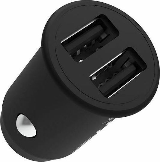 Krux Φορτιστής Αυτοκινήτου 24W 2.4A με Θύρες: 2xUSB Μαύρος
