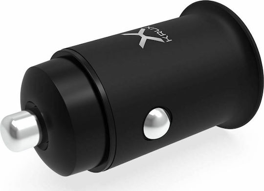 Krux Φορτιστής Αυτοκινήτου 24W 2.4A με Θύρες: 2xUSB Μαύρος