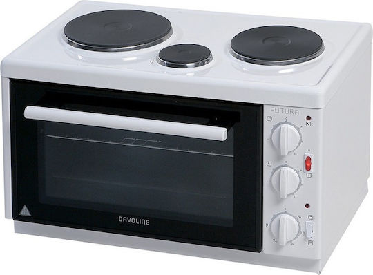 Davoline EC 450 Chef Elektrischer Ofen 28Es mit 3 Brennern Weiß