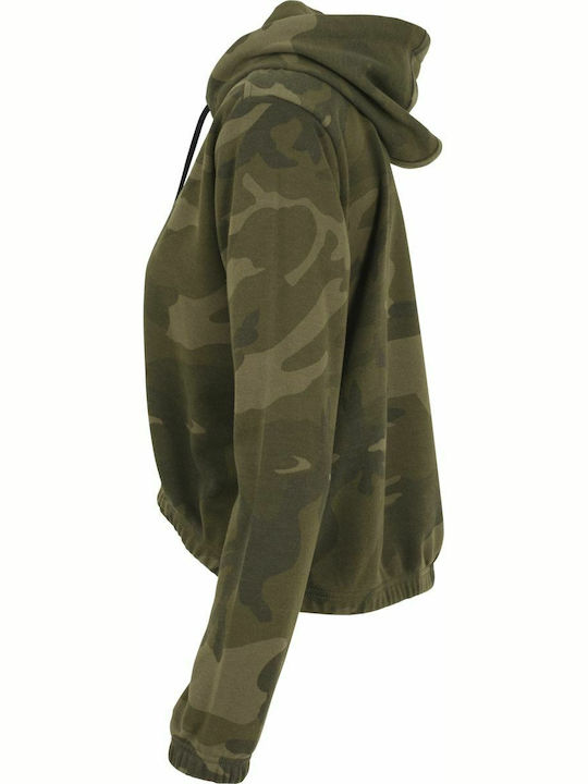 Cropped Women's Sweatshirt Hooded Khaki
