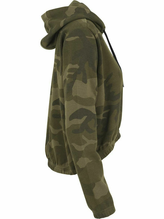 Cropped Women's Sweatshirt Hooded Khaki
