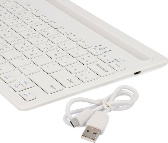 Lamtech LAM022117 Fără fir Bluetooth Doar tastatura pentru Tabletă Greacă Alb