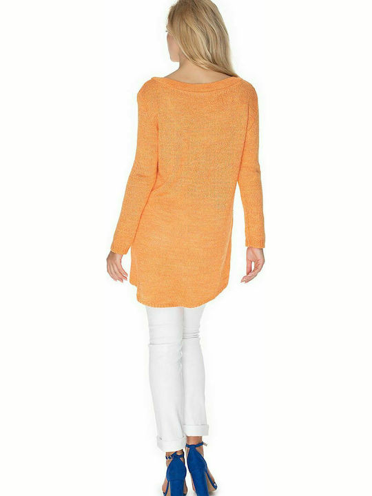 PeeKaBoo 30067 Women's Long Sleeve Sweater with V Neckline Orange 135310