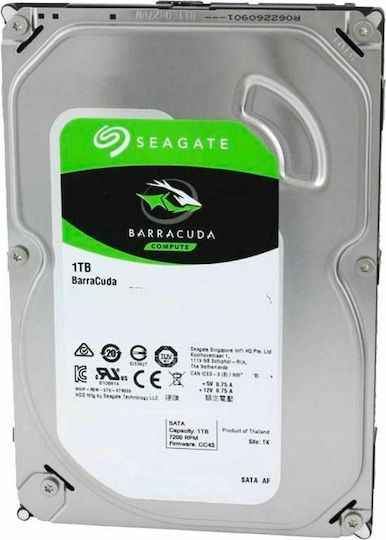 Seagate Barracuda 1TB HDD Σκληρός Δίσκος 3.5" SATA III 7200rpm με 64MB Cache για Desktop ST1000DM010