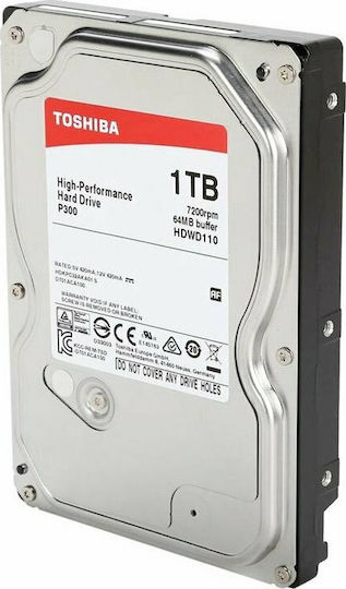 Toshiba P300 1TB HDD Σκληρός Δίσκος 3.5" SATA III 7200rpm με 64MB Cache για Desktop Bulk HDWD110UZSVA