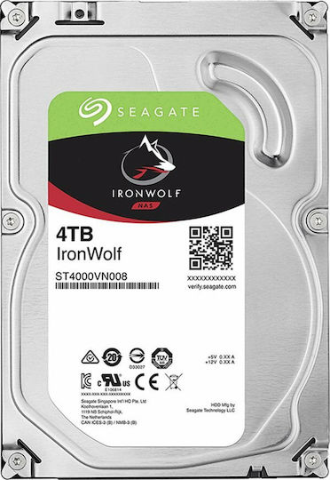 Seagate Ironwolf 4TB HDD Hard Drive 3.5" SATA III 5900rpm with 64MB Cache for NAS ST4000VN008