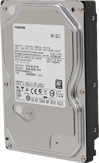 Toshiba DT01 1TB HDD Σκληρός Δίσκος 3.5" SATA III 7200rpm με 32MB Cache για Desktop DT01ACA100