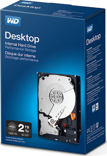 Western Digital WD_BLACK 2TB HDD Hard Drive 3.5" SATA III 7200rpm with 64MB Cache for Desktop WDBSLA0020HNC-ERSN