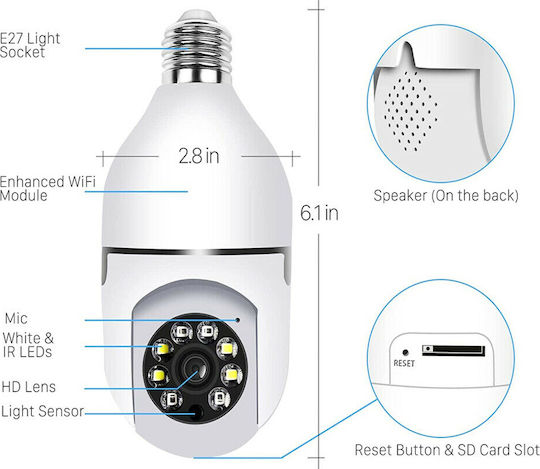 Factory JT8177 IP Κάμερα Παρακολούθησης Wi-Fi Full HD 1080p Αδιάβροχη με Αμφίδρομη Επικοινωνία και Φακό 3.6mm