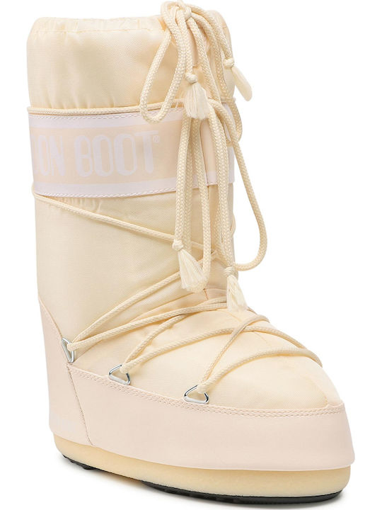 Moon Boot Icon Nylon Γυναικείες Μπότες Χιονιού Μπεζ