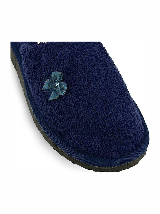 Frottee Winter Damen Hausschuhe Marineblau