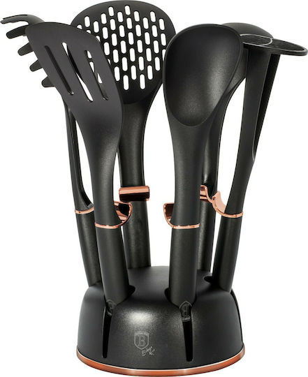 Berlinger Haus Silicone Cooking Utensil Set with Base Black Black Rose Collection 7pcs