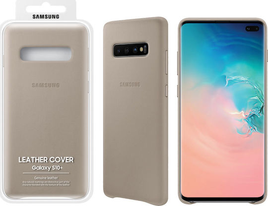 Samsung Leather Cover Umschlag Rückseite Leder Gray (Galaxy S10+)