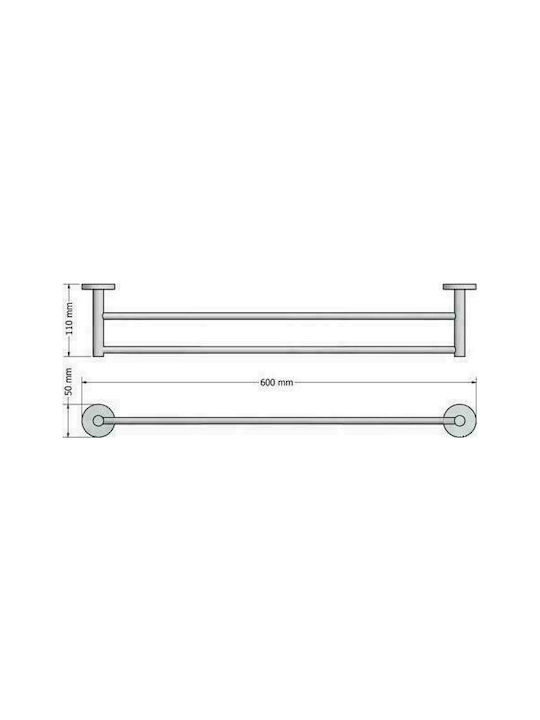 Sanco Twist Double Wall-Mounted Bathroom Rail ​60x5cm Silver