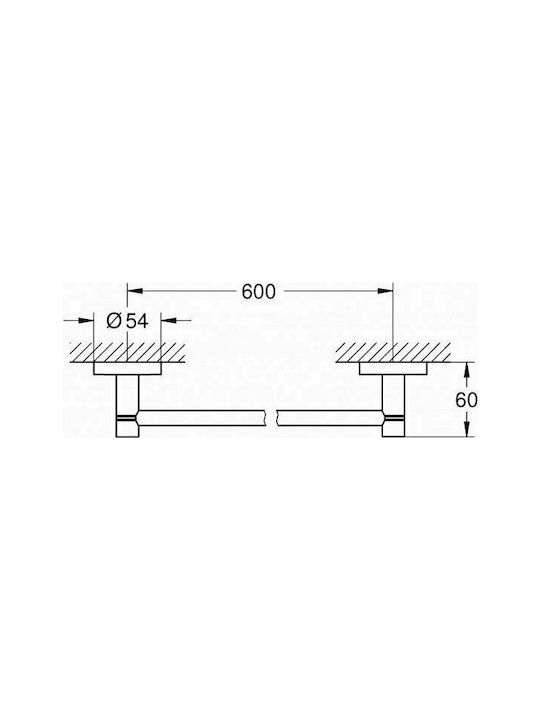 Grohe Essentials Single Wall-Mounted Bathroom Rail ​65.4x65.4cm Silver