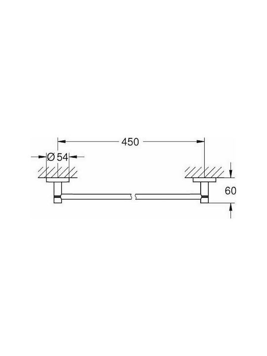 Grohe Essentials Single Wall-Mounted Bathroom Rail ​50.4x45cm Silver