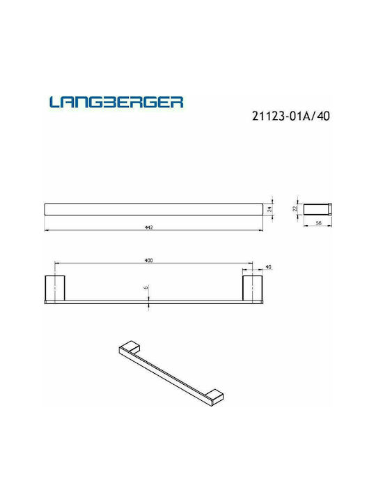 Langberger Series 123 Ράγα Μπάνιου Μονή Επιτοίχια ​40x2.4cm Black Matt
