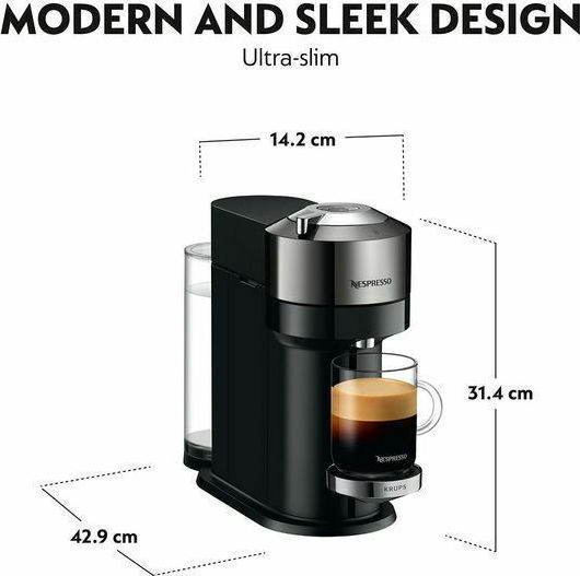 Krups Next Pod Coffee Machine Vertuo Deluxe Chrome