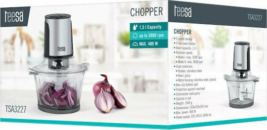 Teesa Mini Tocător Multi 400W Cu Vas 1.5L Gri