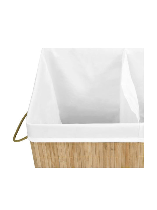 vidaXL Collapsible Bamboo Laundry Basket 100L with Lid 52x32x62.5cm Beige 100L