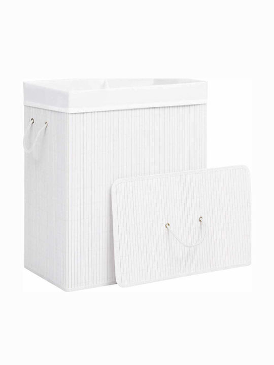 vidaXL Collapsible Bamboo Laundry Basket 100lt with Cap 52x32x62.5cm White