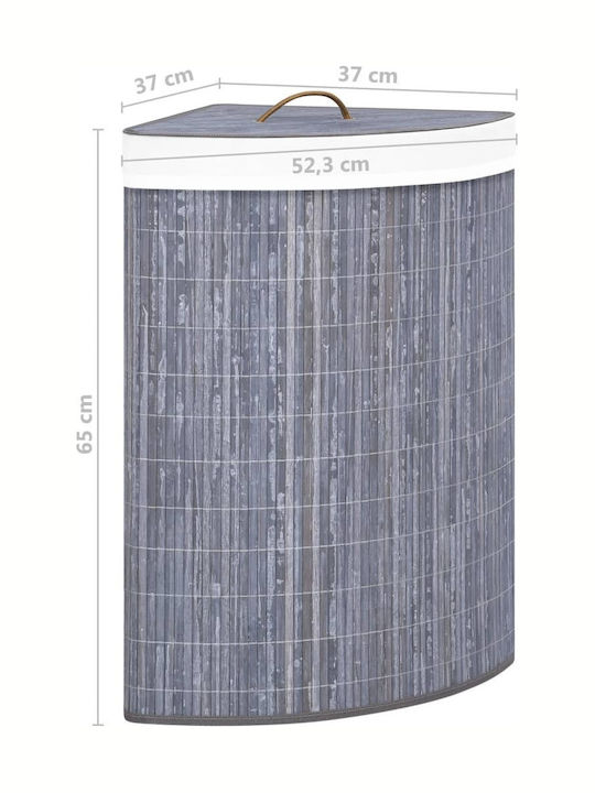 vidaXL Coș De Rufe Din Bambus Pliabil 60lt Cu Capac 52.3x37x65cm Gri