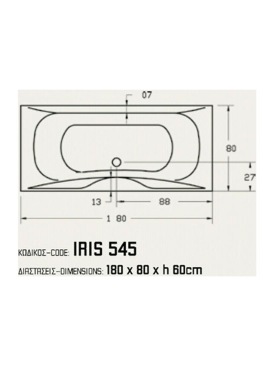 Sanitec Iris Вана Акрил 180x80см