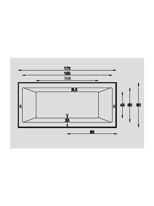 Sanitec Quadra Μπανιέρα Ακρυλική 170x80x60cm
