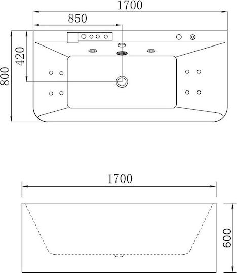 Karag Fani Acrylic Bathtub with Hydromassage 170x80cm