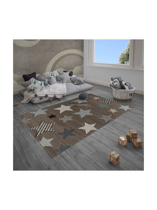 Tzikas Carpets 21895-70 Παιδικό Χαλί Αστέρια Καφέ 133x190cm Πάχους 13mm