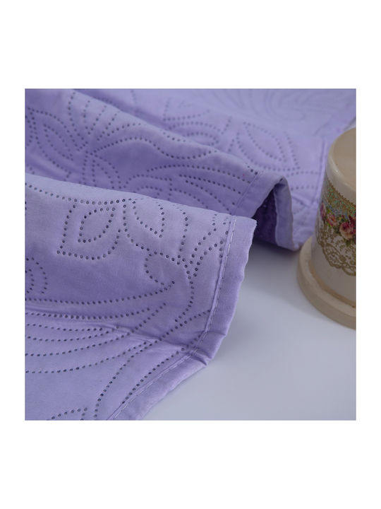 Silk Fashion Solid Set Coverlet Queen Size from Cotton & Polyester Lila 220x240cm 3pcs