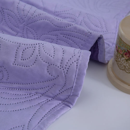 Silk Fashion Solid Σετ Κουβερλί Υπέρδιπλο από Βαμβάκι & Πολυεστέρα Lila 220x240cm 3τμχ