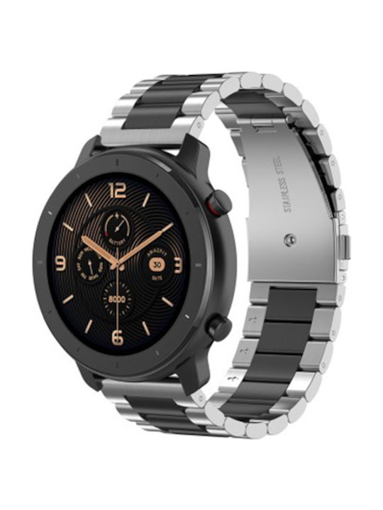 Λουράκι Μεταλλικό Silver / Black (Amazfit GTR 47mm)