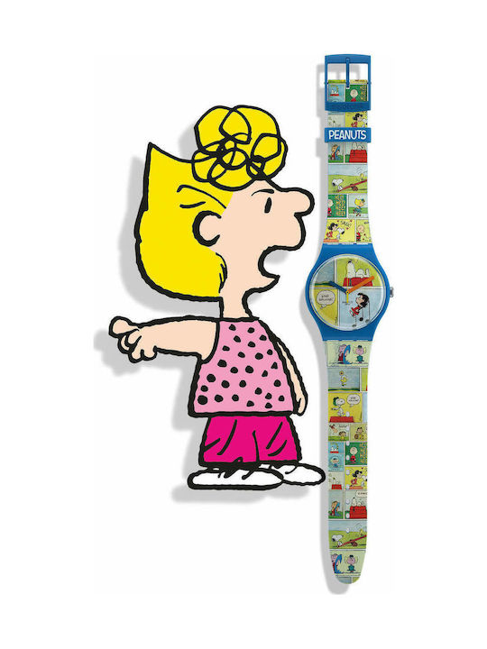 Swatch Смак! - Peanuts Мъжки Часовник 41мм На Батерия с Каучукова Каишка