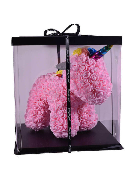 Unicorn from Artificial Roses Pink 38cm in Box 1pcs