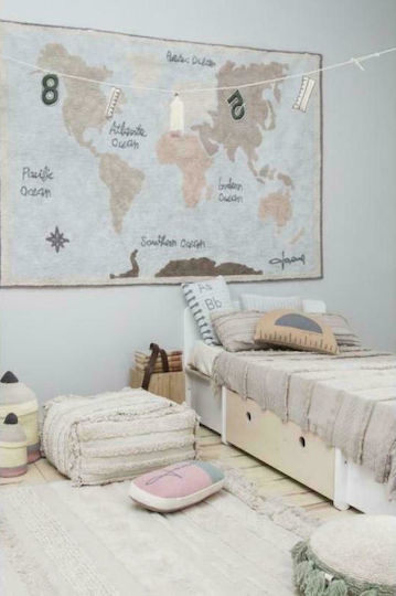 Lorena Canals Vintage Map Kinder Teppich Hellblau 140x200cm