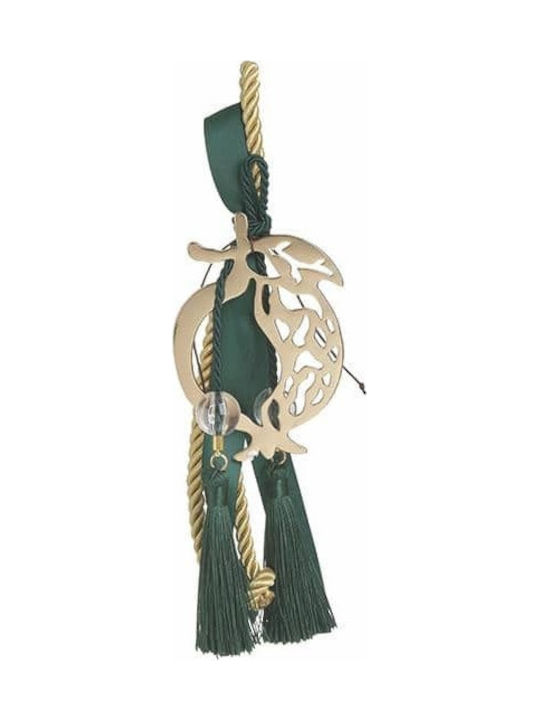 Inart Hanging Lucky Charm Pomegranate Gold/Green made of Metal 32cm 1pcs