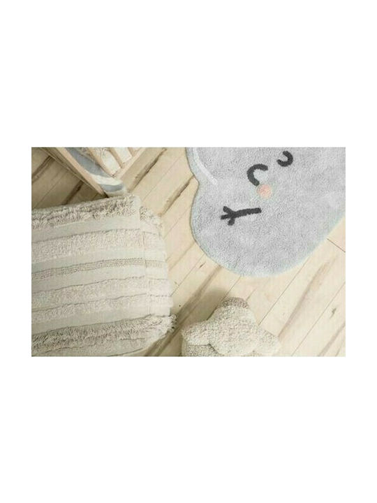 Lorena Canals Happy Cloud Kinder Teppich Wolken Gray Rund mit Durchmesser 120cm