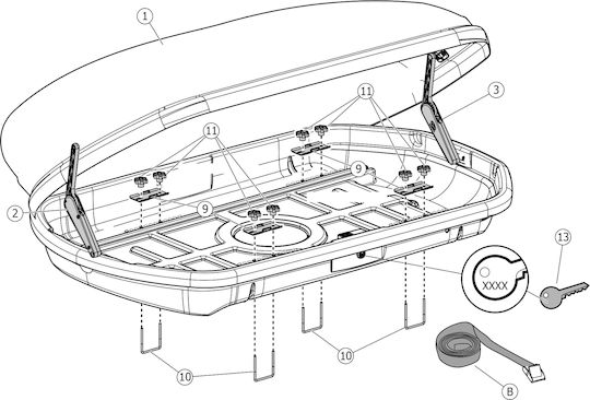 Menabo Mania Car Roof Box 400lt Black Glossy