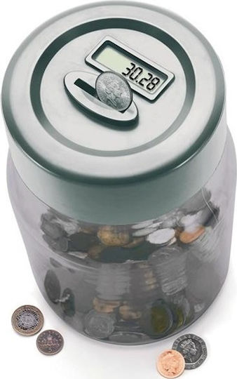 Smart Safe Jar Money Box Plastic Transparent 12x12x17cm