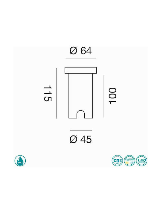 Gea Luce Shally Spot Bodenleuchte mit Warmweißem Licht IP67 Silber